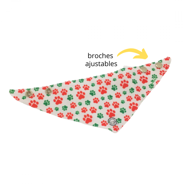 Bandanas Navideñas Huellitas con Broche